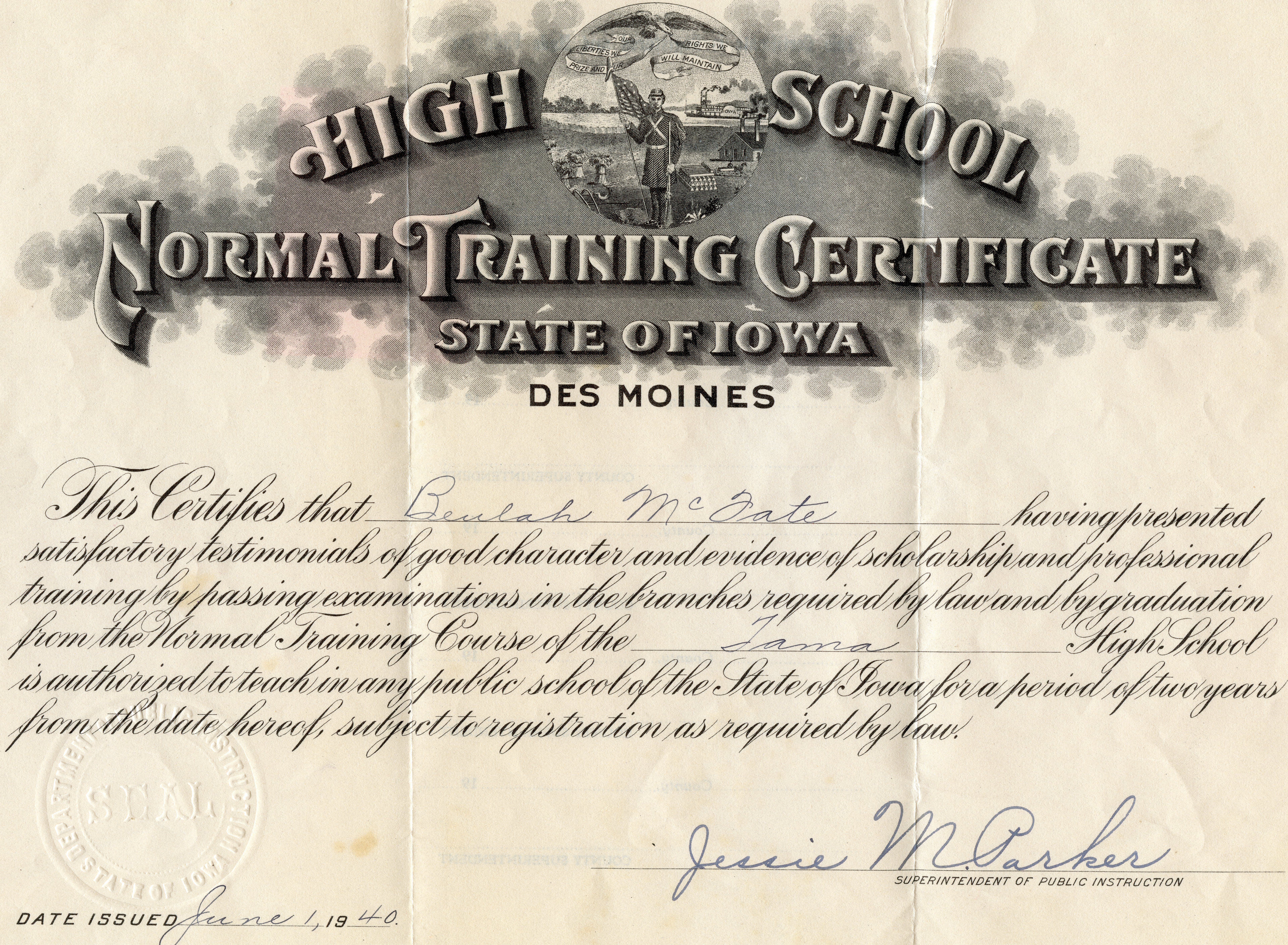   Sorry, image beulah-mcfate-normal-training-certificate.jpg could not be found!
